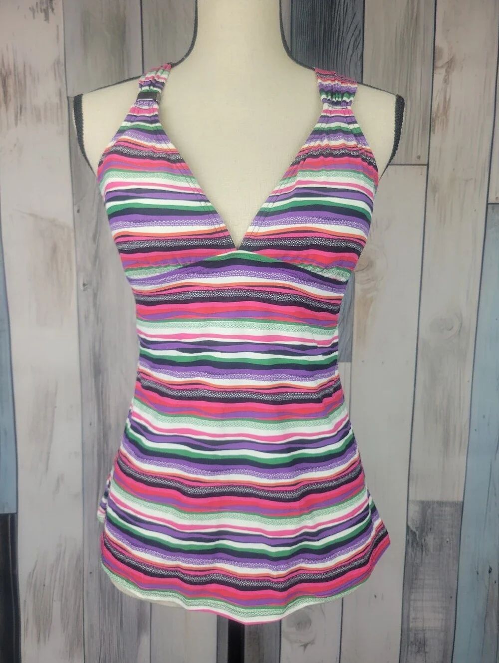 Lole Tankini Swim Suit Striped Multicolor Size Large